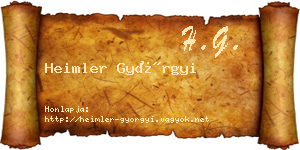 Heimler Györgyi névjegykártya